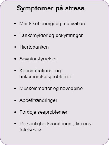Symptomer p&aring; stress